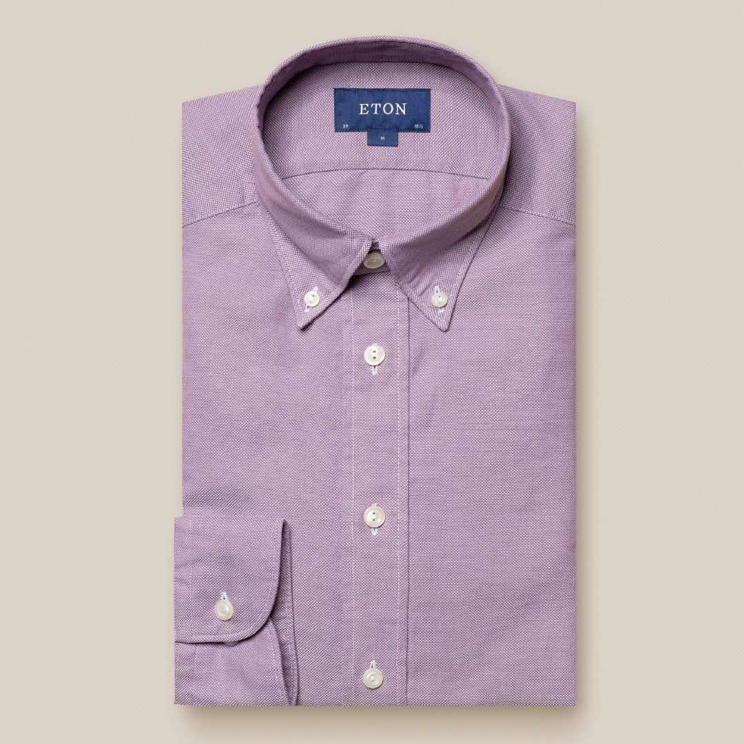 Eton Utility Fit Textured Weave Shirt Mid Purple-MALFORD OF LONDON SAVILE ROW MENSWEAR OUTLET