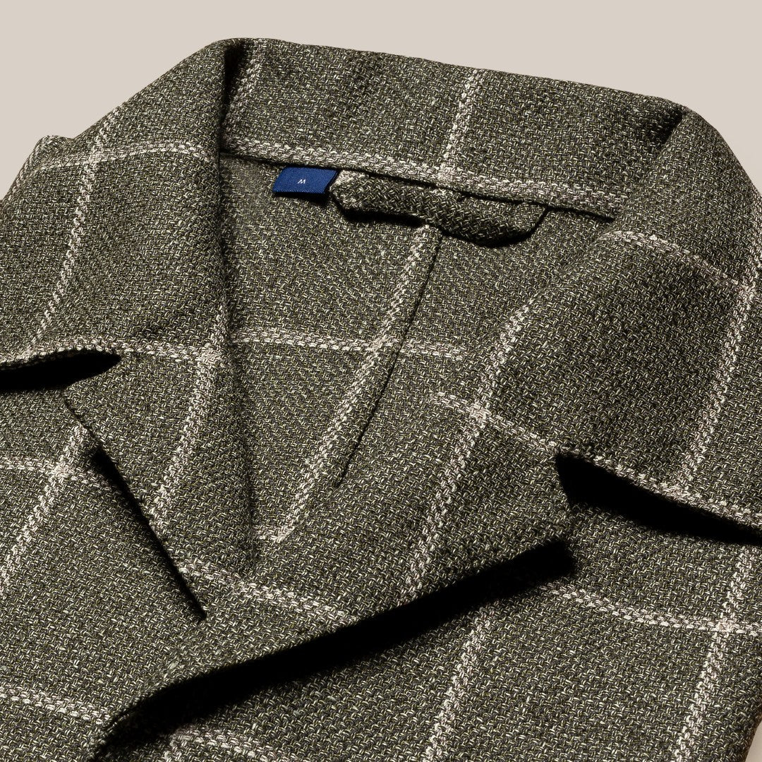 Eton Windowpane Check Hopsack Overshirt Dark Green/Beige-MALFORD OF LONDON SAVILE ROW MENSWEAR OUTLET