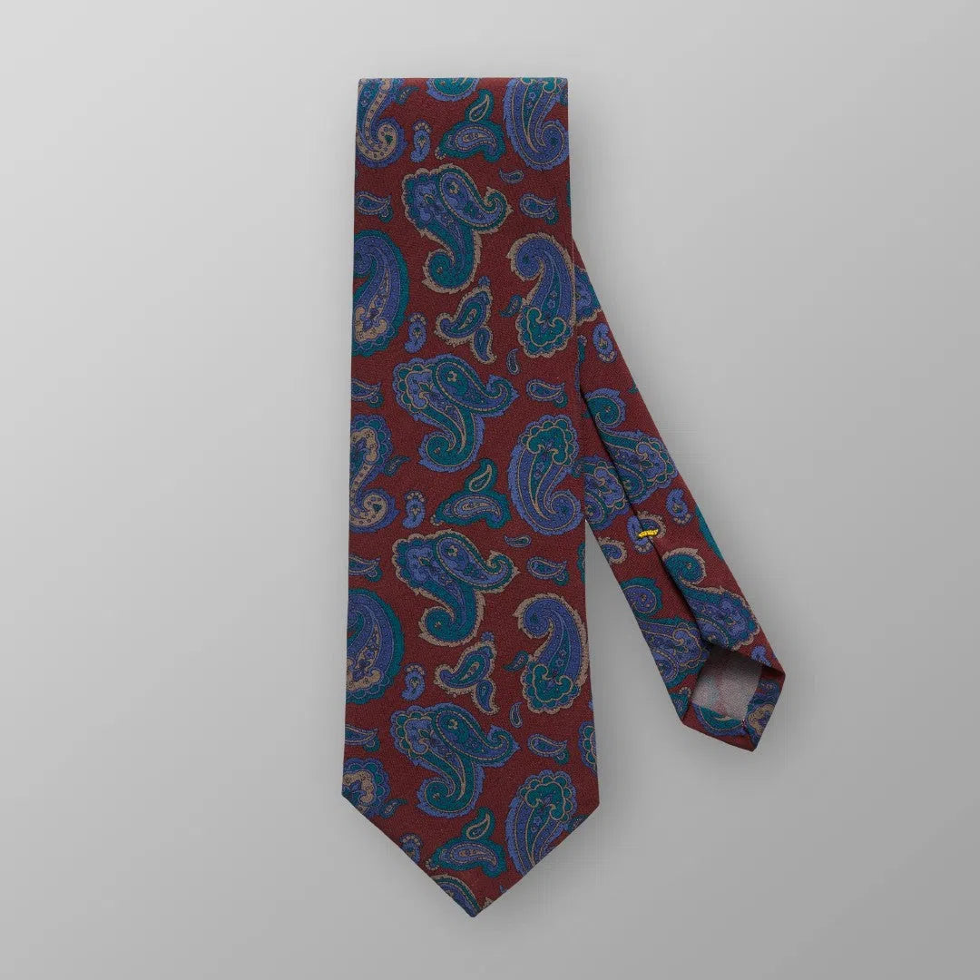 Eton Wool Paisley Patterned Tie Dark Purple-MALFORD OF LONDON SAVILE ROW MENSWEAR OUTLET