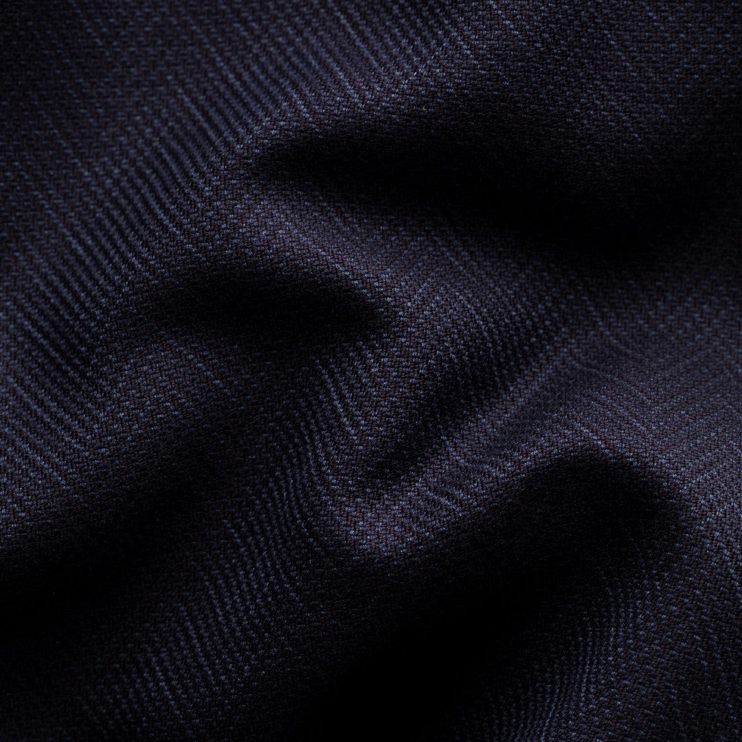 Eton Zig Zag Weave Overshirt Navy Blue-MALFORD OF LONDON SAVILE ROW MENSWEAR OUTLET