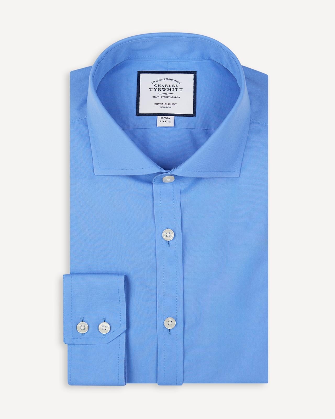 Extra Slim Fit Blue Shirt-MALFORD OF LONDON SAVILE ROW MENSWEAR OUTLET