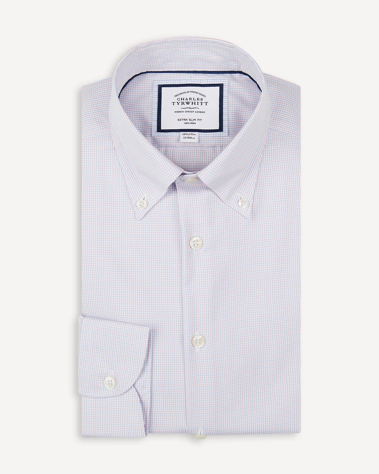 Extra Slim Fit Bright Pink Check Shirt-MALFORD OF LONDON SAVILE ROW MENSWEAR OUTLET