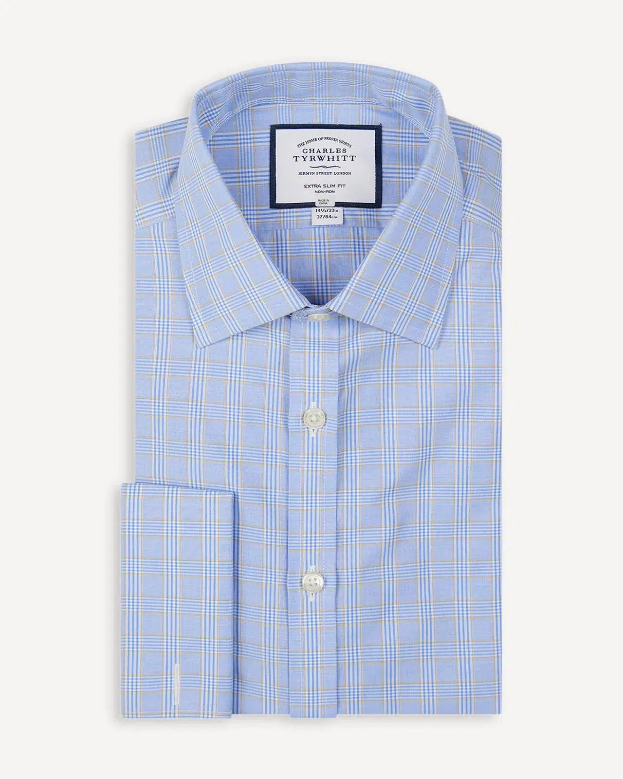 Extra Slim Fit Green Twill Mini Grid Shirt-MALFORD OF LONDON SAVILE ROW MENSWEAR OUTLET