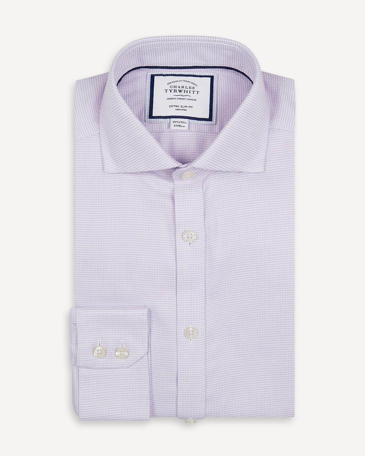 Extra Slim Fit Lavender Cambridge Weave Shirt-MALFORD OF LONDON SAVILE ROW MENSWEAR OUTLET