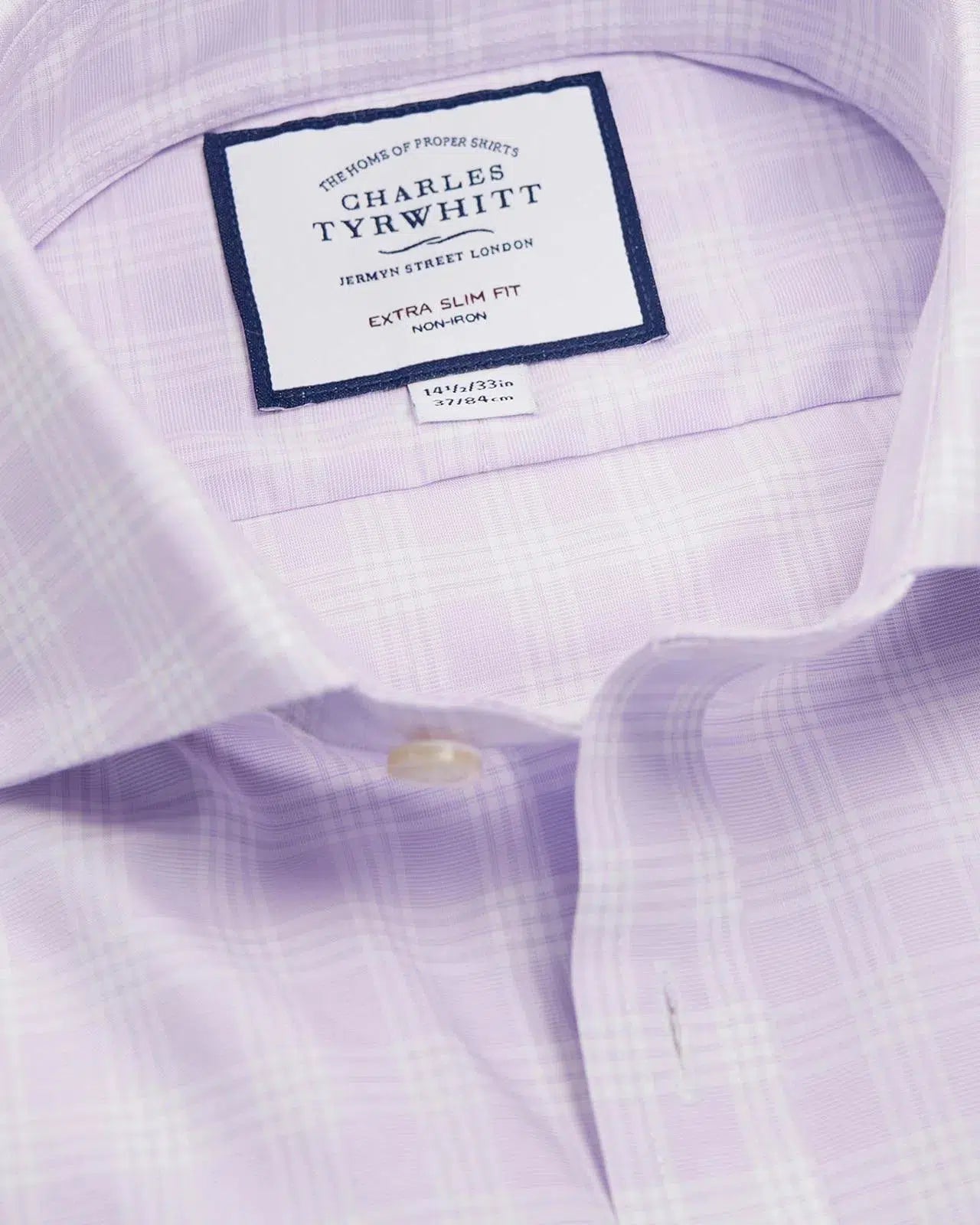 Extra Slim Fit Lilac Prince Of Wales Check Shirt-MALFORD OF LONDON SAVILE ROW MENSWEAR OUTLET