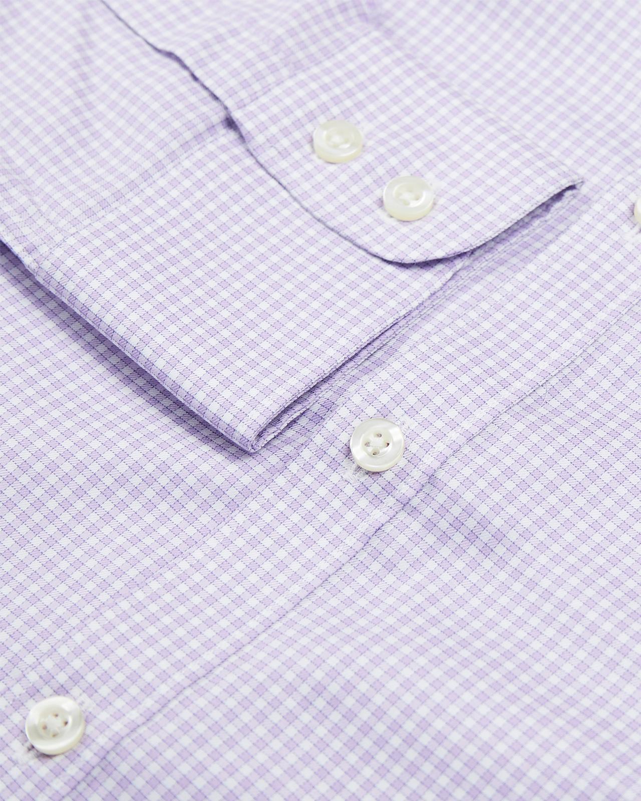 Extra Slim Fit Mauve Purple Twill Gingham Check Shirt-MALFORD OF LONDON SAVILE ROW MENSWEAR OUTLET