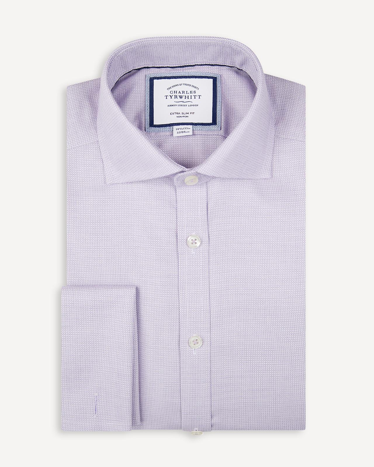 Extra Slim Fit Mauve Richmond Weave Shirt-MALFORD OF LONDON SAVILE ROW MENSWEAR OUTLET