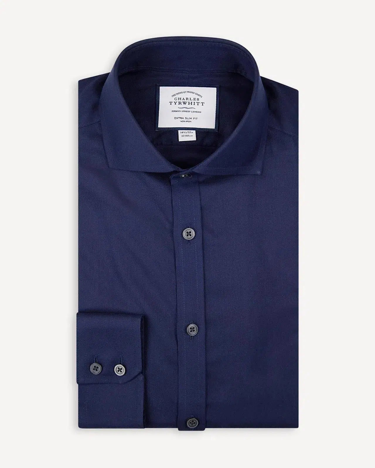 Extra Slim Fit Navy Blue Shirt-MALFORD OF LONDON SAVILE ROW MENSWEAR OUTLET