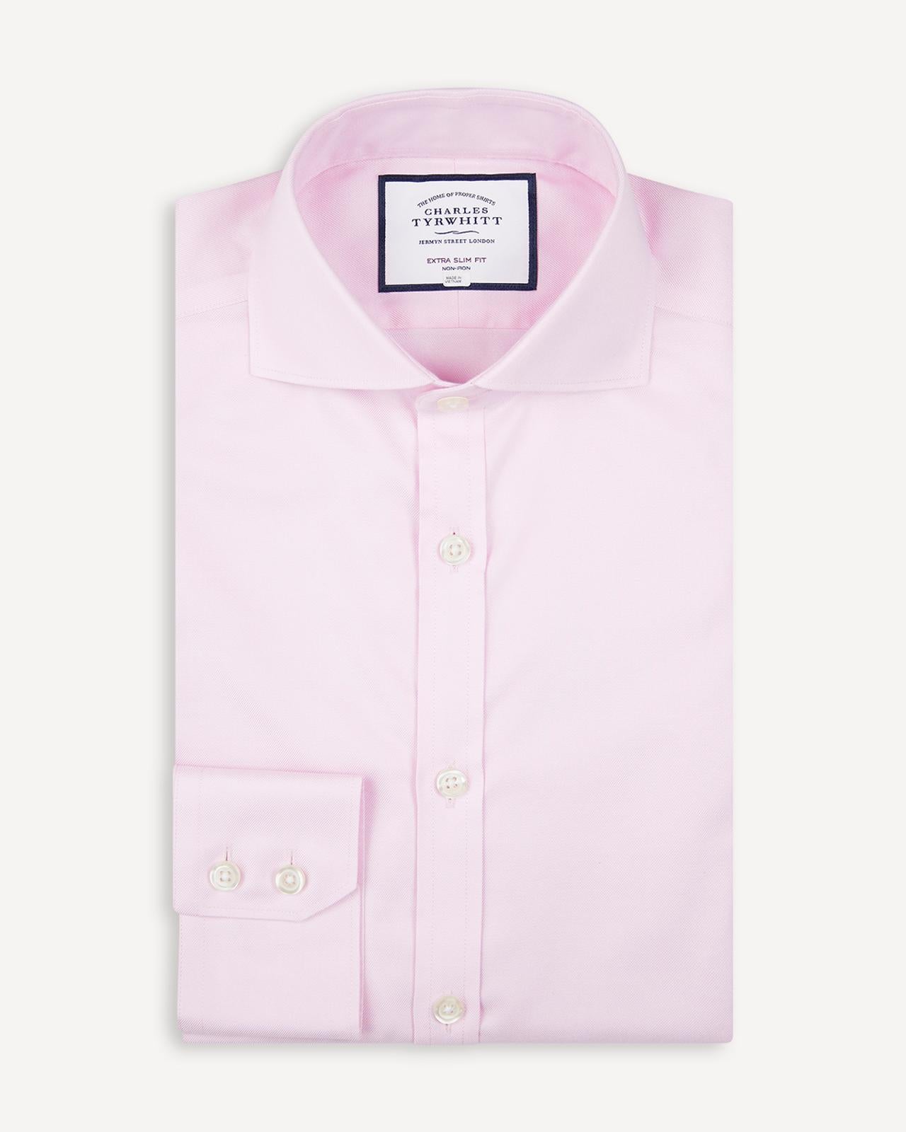 Extra Slim Fit Pink Twill Shirt-MALFORD OF LONDON SAVILE ROW MENSWEAR OUTLET