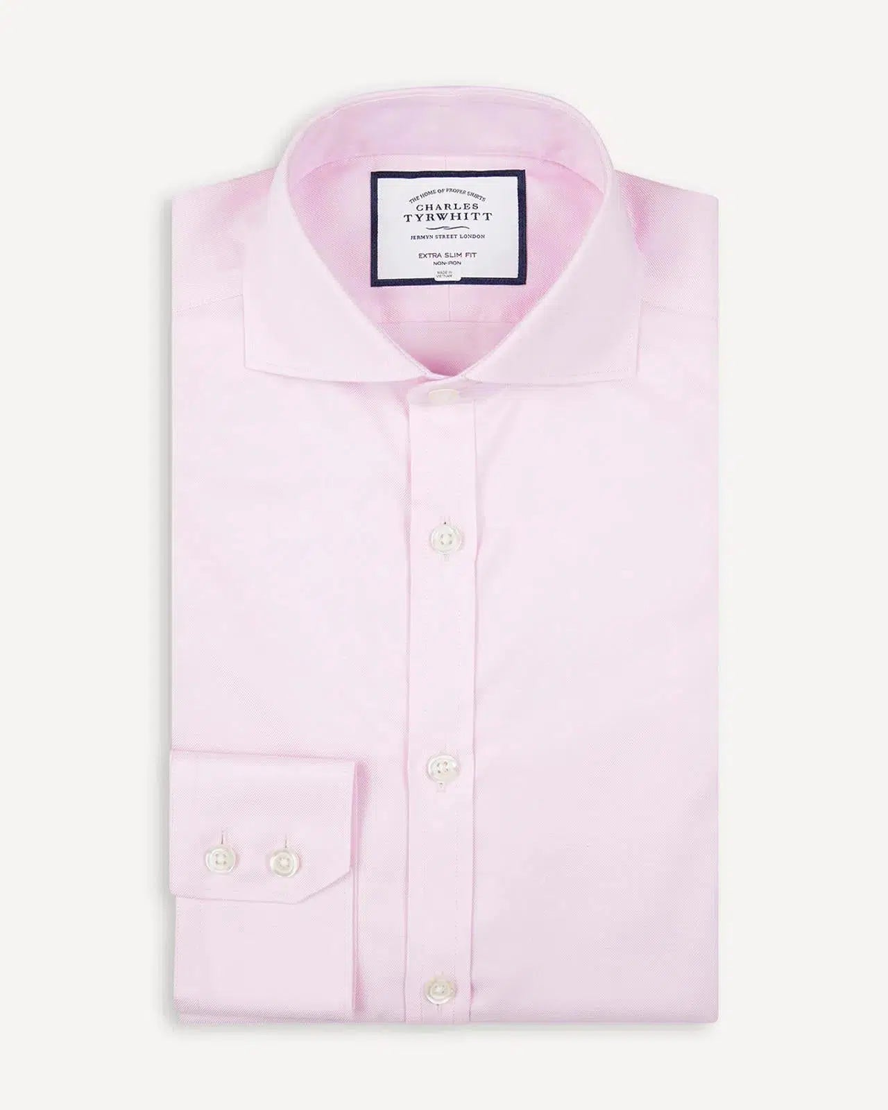 Extra Slim Fit Pink Twill Shirt-MALFORD OF LONDON SAVILE ROW MENSWEAR OUTLET