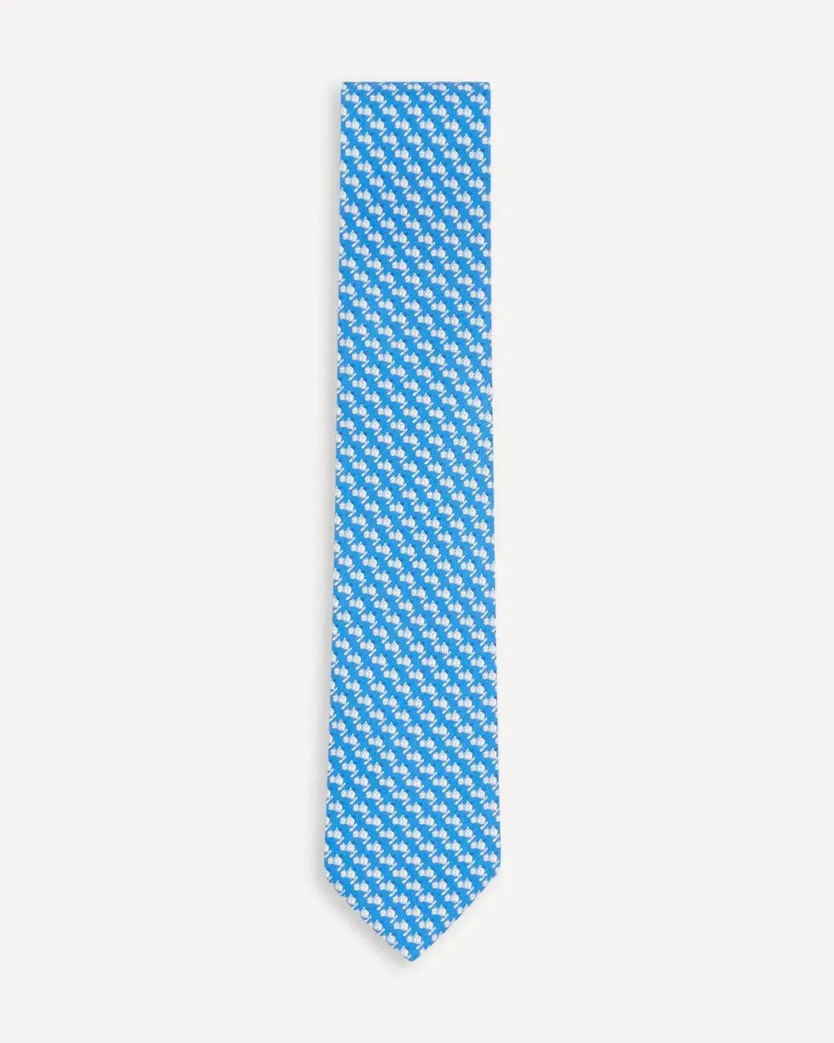 Ferragamo Printed Silk Tie - Blue White-MALFORD OF LONDON SAVILE ROW MENSWEAR OUTLET