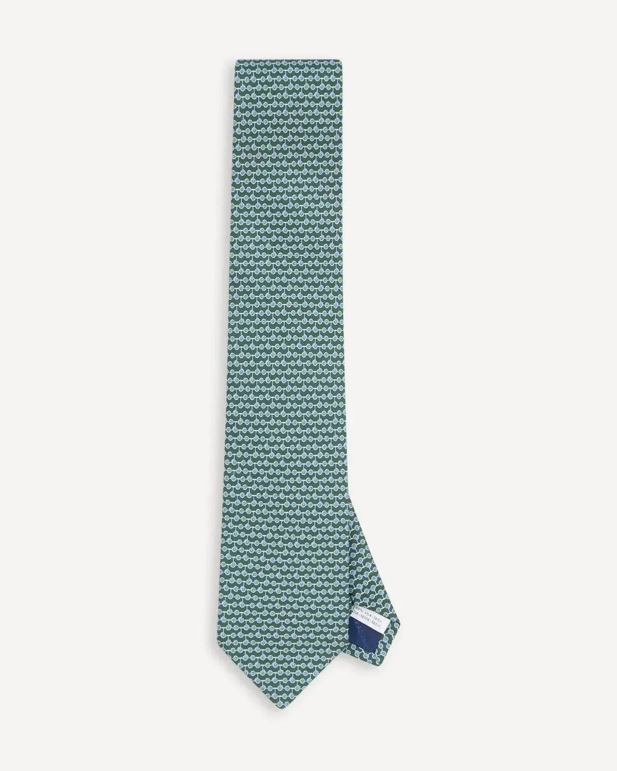 Ferragamo Printed Silk Tie - Green Trike Design-MALFORD OF LONDON SAVILE ROW MENSWEAR OUTLET