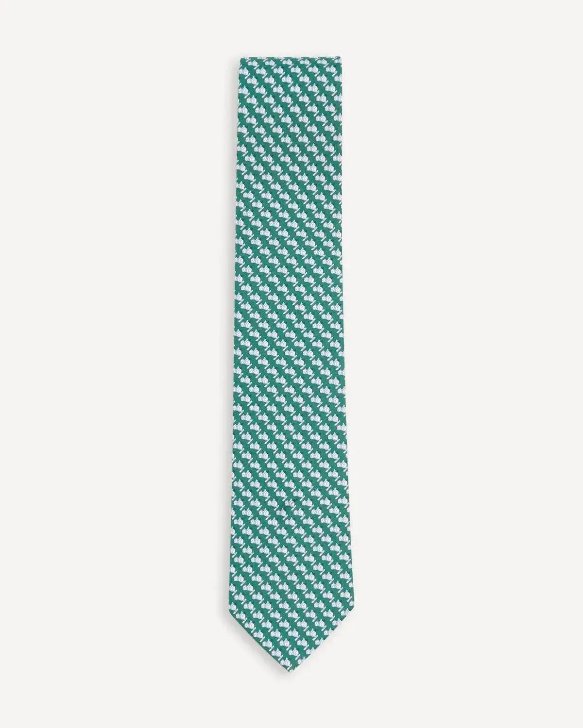Ferragamo Printed Silk Tie - Green White-MALFORD OF LONDON SAVILE ROW MENSWEAR OUTLET