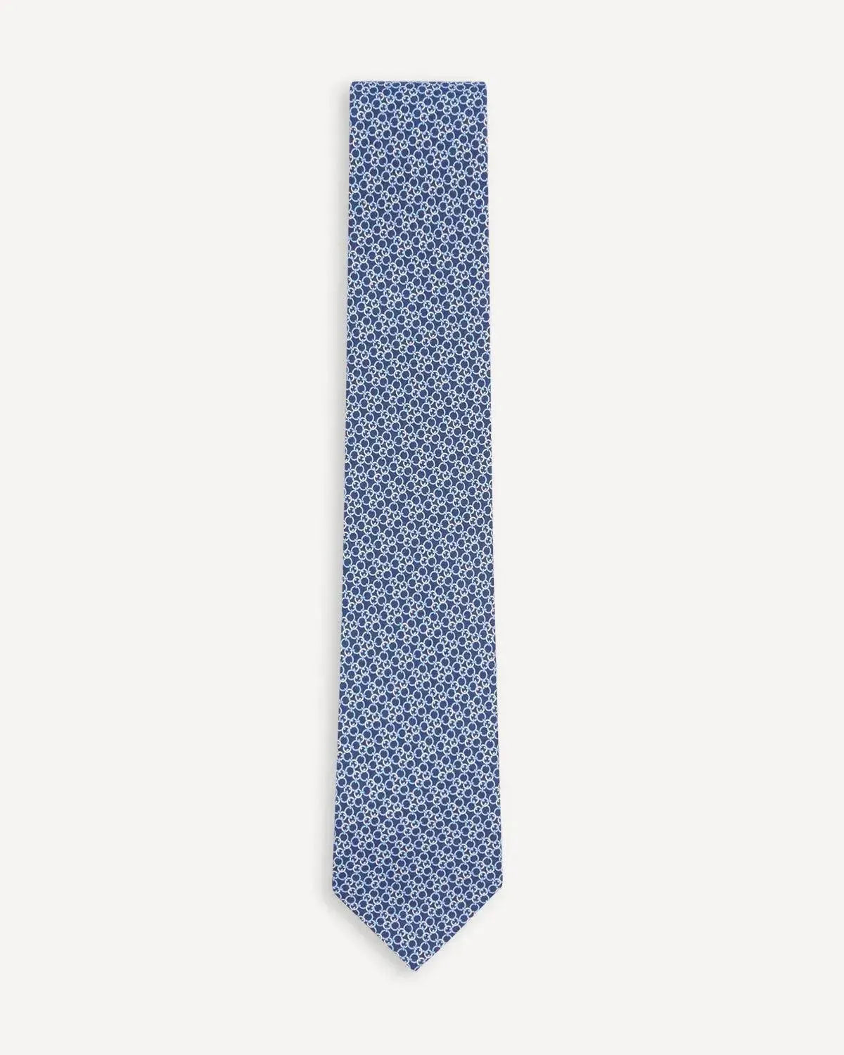 Ferragamo Printed Silk Tie - Navy Sky Circle-MALFORD OF LONDON SAVILE ROW MENSWEAR OUTLET