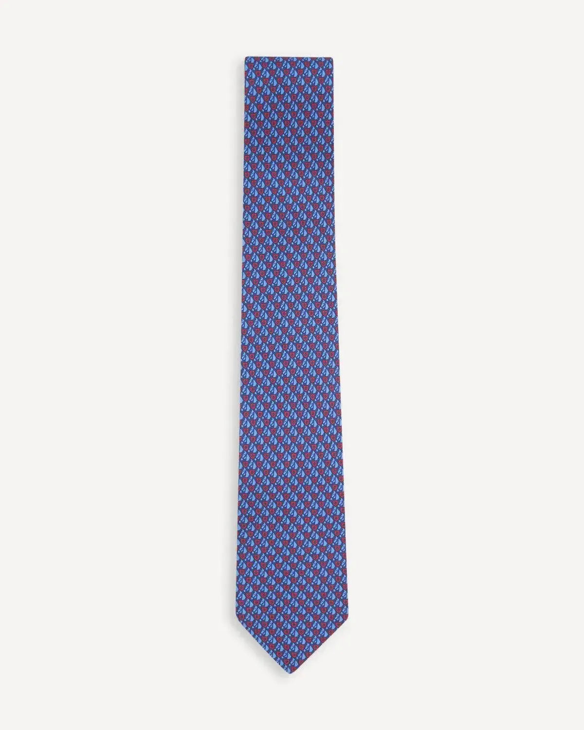 Ferragamo Printed Silk Tie - Navy/Red/Blue-MALFORD OF LONDON SAVILE ROW MENSWEAR OUTLET