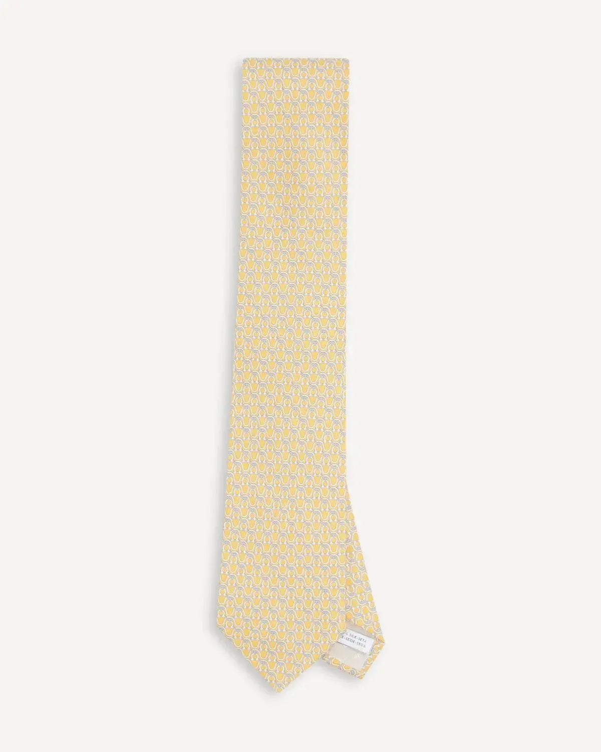 Ferragamo Printed Silk Tie - Yellow Horse Shoe Design-MALFORD OF LONDON SAVILE ROW MENSWEAR OUTLET
