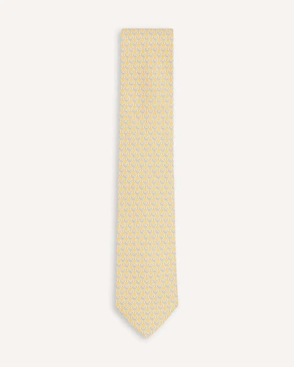 Ferragamo Printed Silk Tie - Yellow Horse Shoe Design-MALFORD OF LONDON SAVILE ROW MENSWEAR OUTLET
