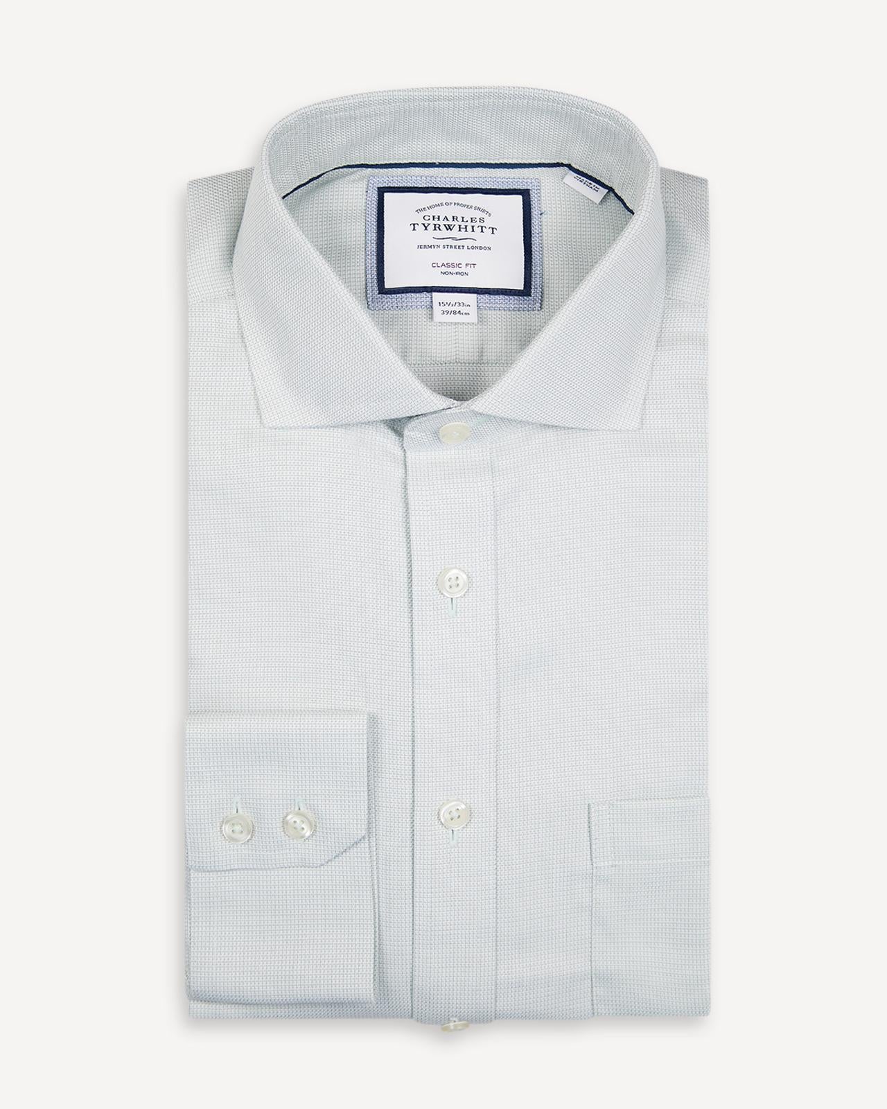 Green Classic Fit Richmond Weave Shirt-MALFORD OF LONDON SAVILE ROW MENSWEAR OUTLET