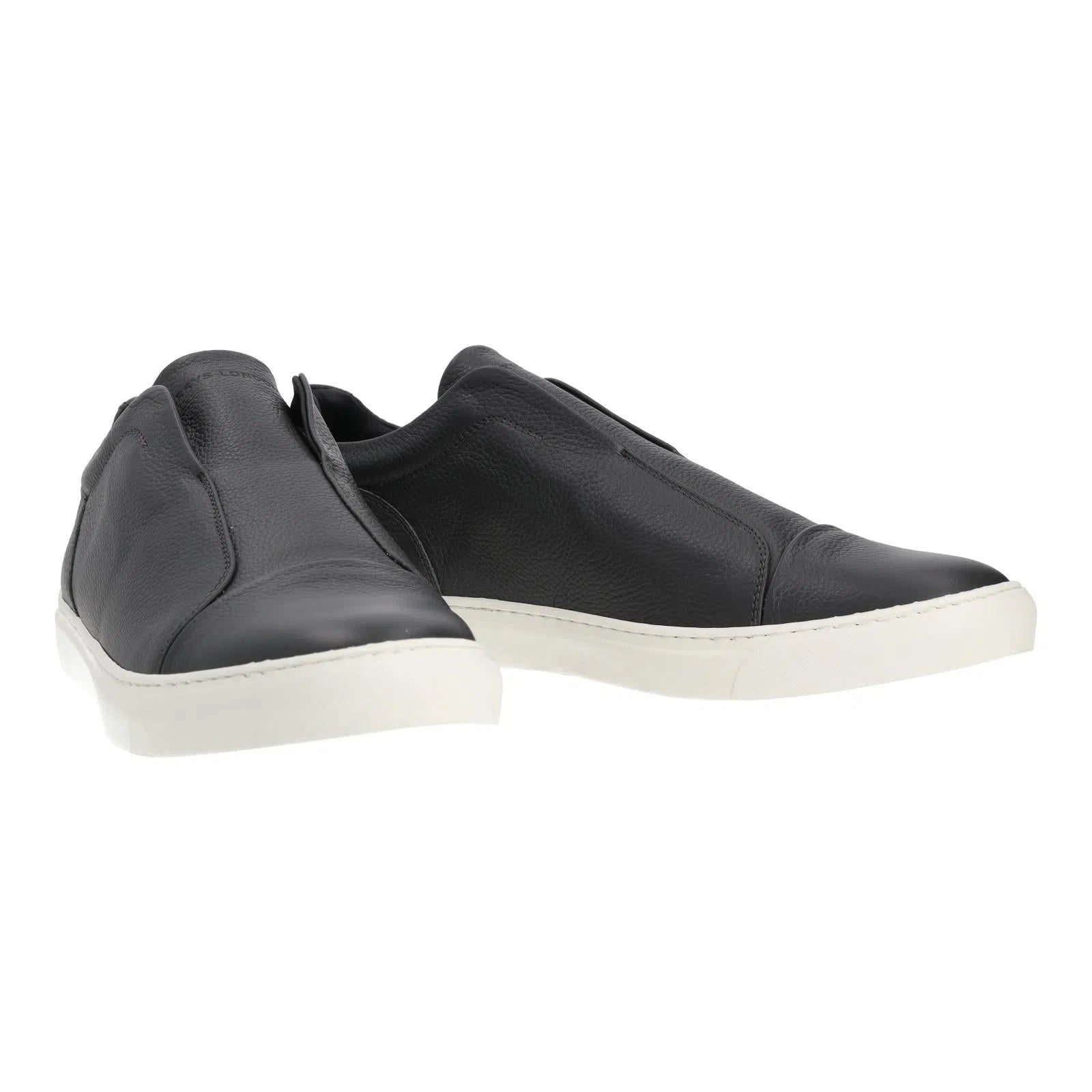 Harrys Of London Aaron Soft Milled Calf Leather Trainer Charcoal-MALFORD OF LONDON SAVILE ROW MENSWEAR OUTLET