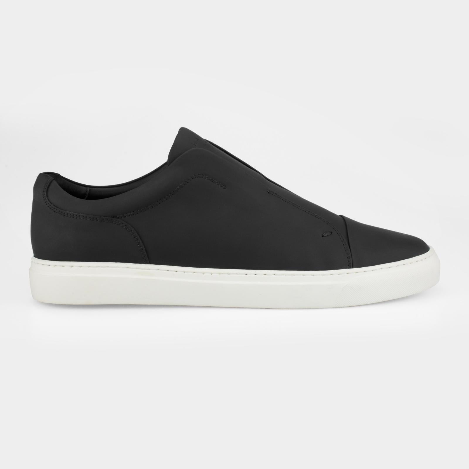 Harrys Of London Aaron Tech Leather Trainer Black-MALFORD OF LONDON SAVILE ROW MENSWEAR OUTLET