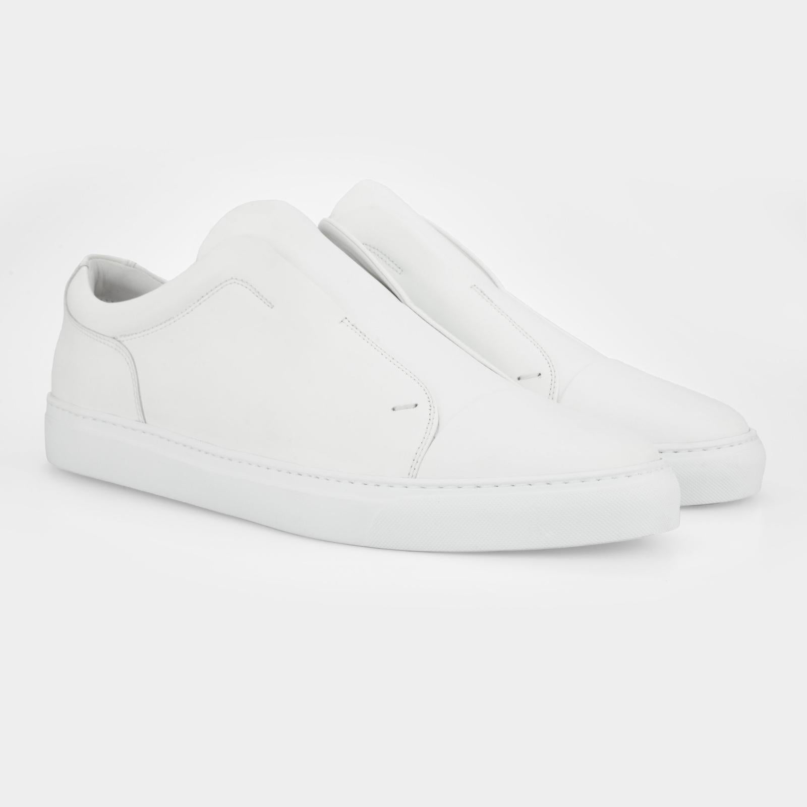 Harrys Of London Aaron Tech Leather Trainer White-MALFORD OF LONDON SAVILE ROW MENSWEAR OUTLET