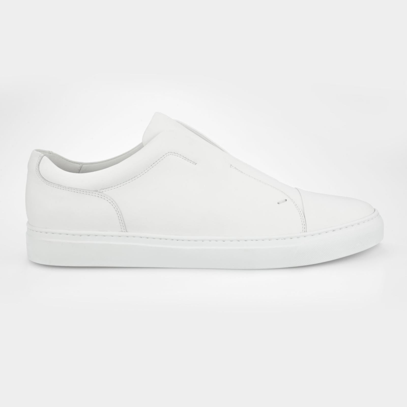 Harrys Of London Aaron Tech Leather Trainer White-MALFORD OF LONDON SAVILE ROW MENSWEAR OUTLET