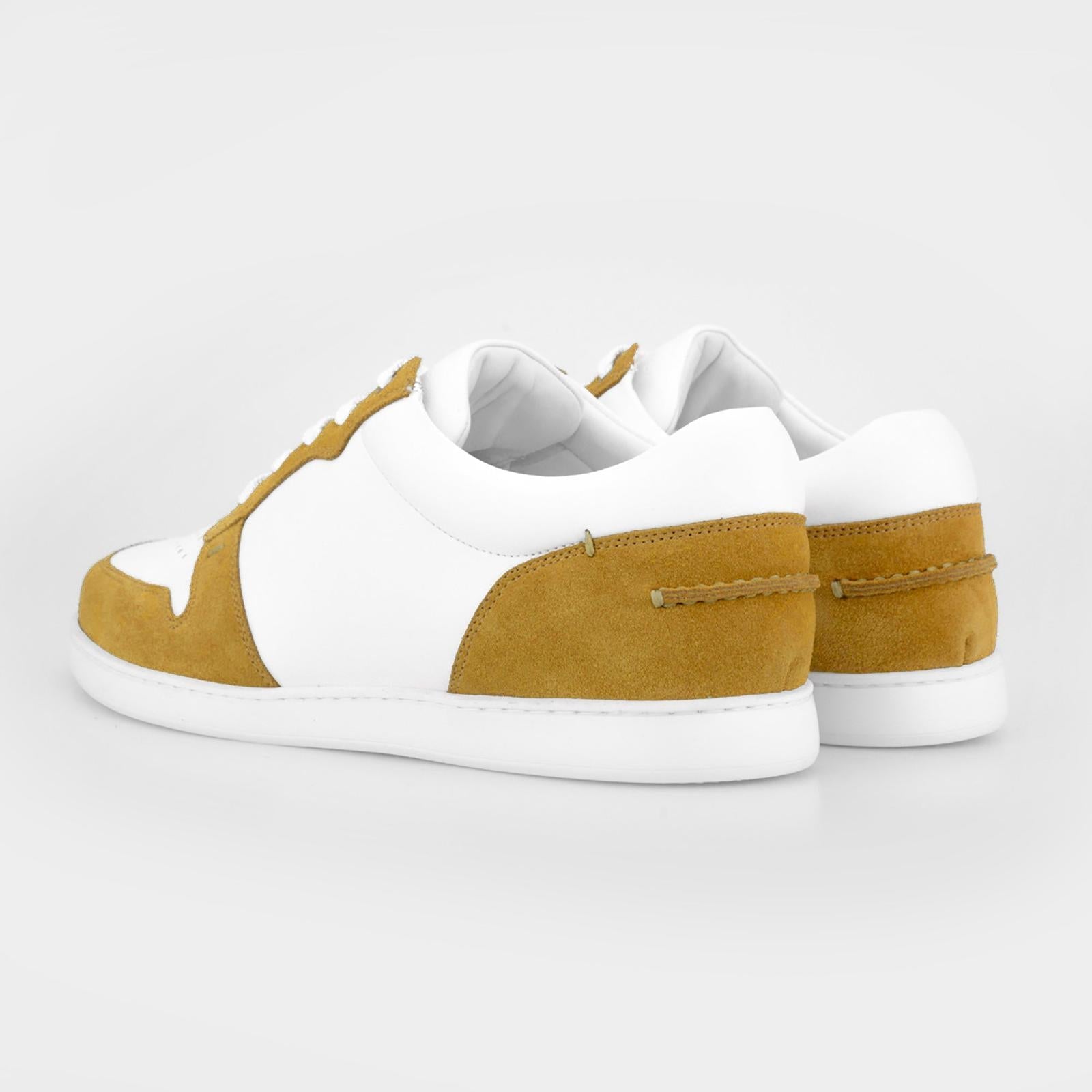 Harrys Of London Ace Nappa Trainer White-Corn-MALFORD OF LONDON SAVILE ROW MENSWEAR OUTLET