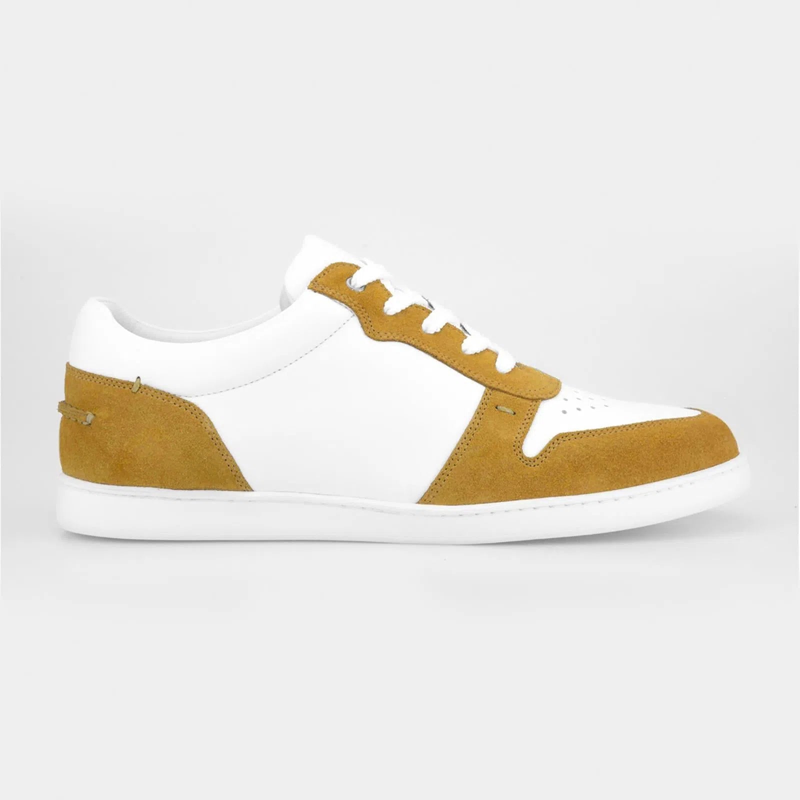 Harrys Of London Ace Nappa Trainer White-Corn-MALFORD OF LONDON SAVILE ROW MENSWEAR OUTLET