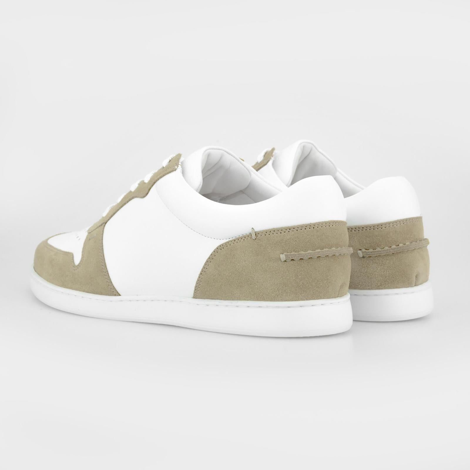 Harrys Of London Ace Nappa Trainer White-Greige-MALFORD OF LONDON SAVILE ROW MENSWEAR OUTLET