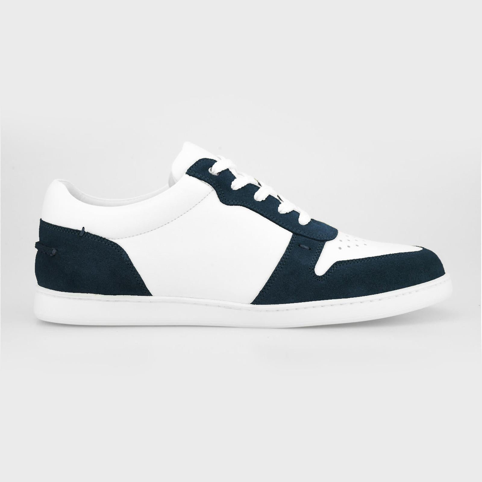 Harrys Of London Ace Nappa Trainer White-Midnight-MALFORD OF LONDON SAVILE ROW MENSWEAR OUTLET