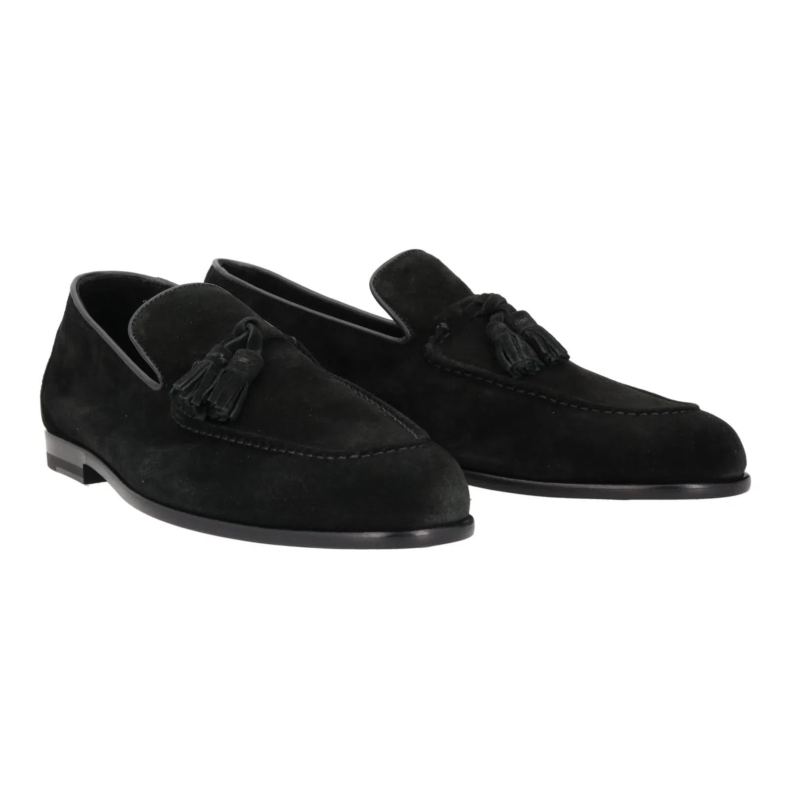 Harrys Of London Adrian Suede Tassel Loafer Black-MALFORD OF LONDON SAVILE ROW MENSWEAR OUTLET