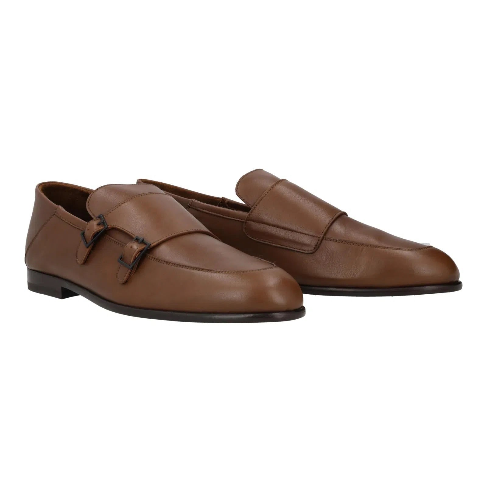 Harrys Of London Aidan G Leather Monk Shoe Cigar Brown-MALFORD OF LONDON SAVILE ROW MENSWEAR OUTLET