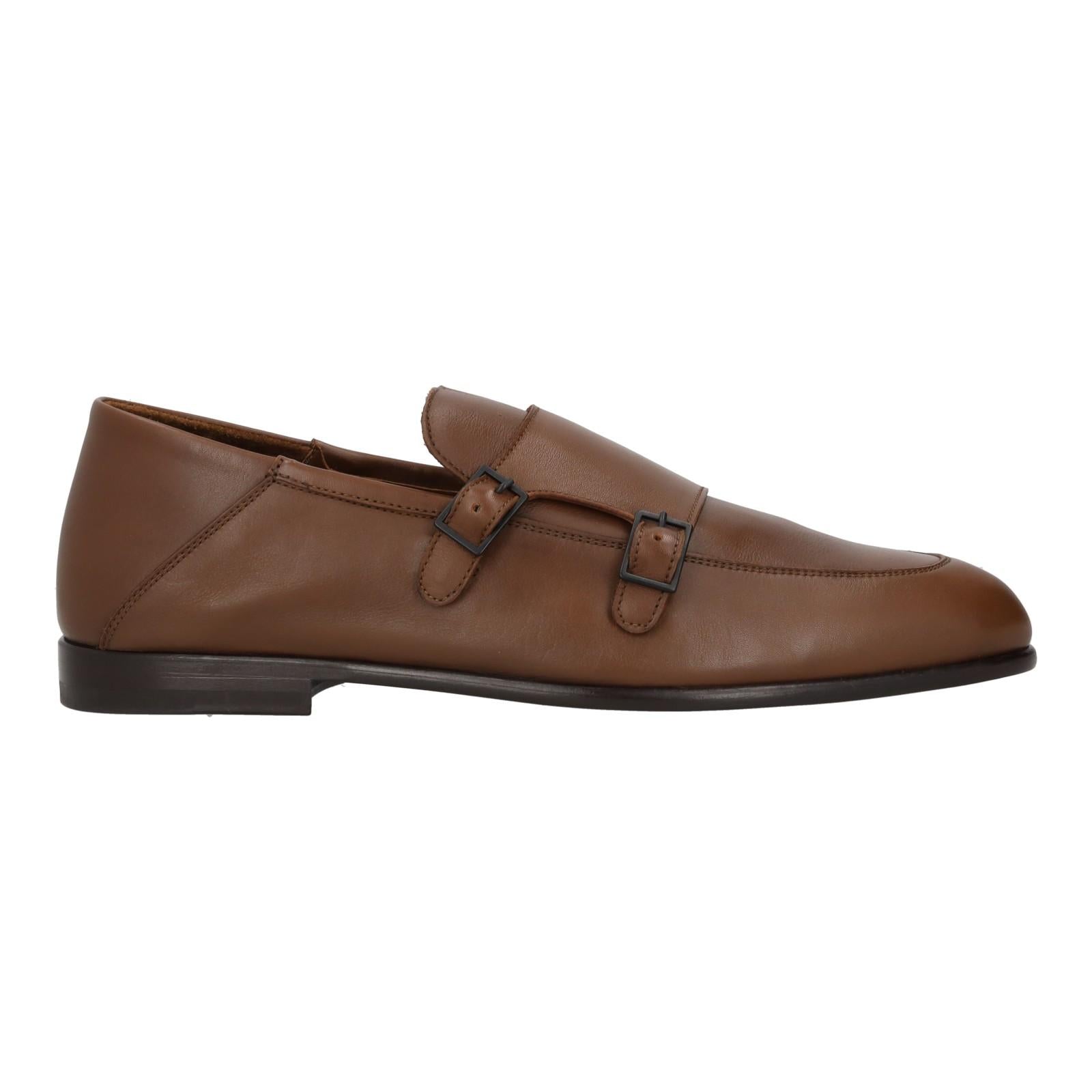 Harrys Of London Aidan G Leather Monk Shoe Cigar Brown-MALFORD OF LONDON SAVILE ROW MENSWEAR OUTLET