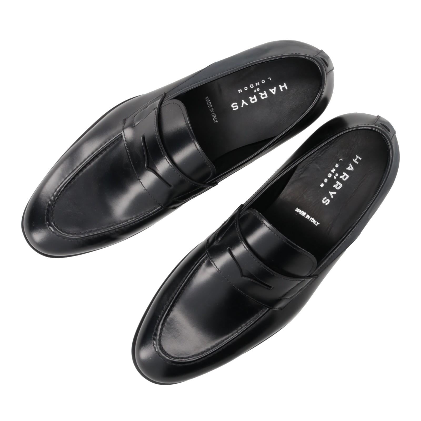 Harrys Of London Alex M Polished Calf Leather Loafer Dark Brown-MALFORD OF LONDON SAVILE ROW MENSWEAR OUTLET