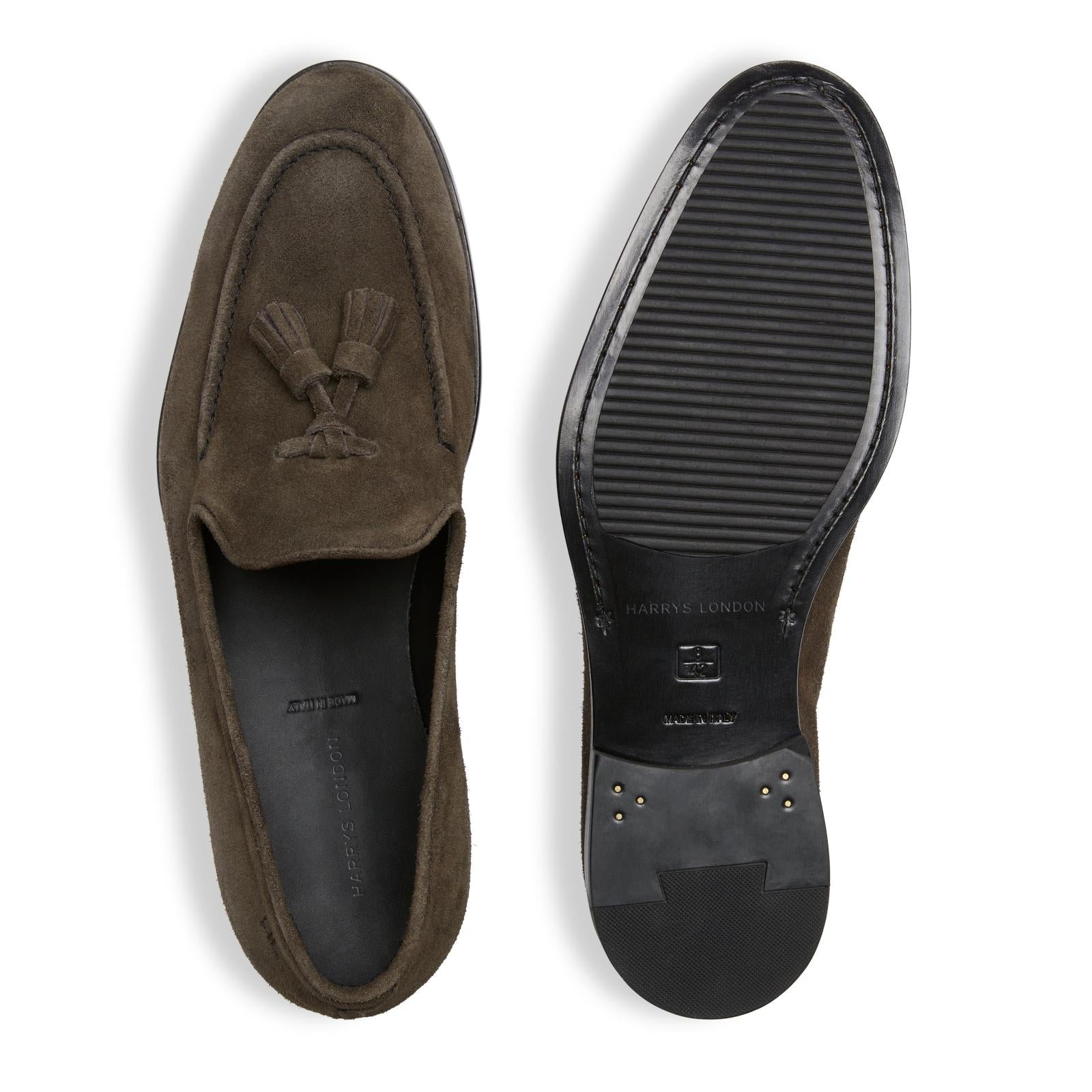 Harrys Of London Archer F Suede Loafer Moose-MALFORD OF LONDON SAVILE ROW MENSWEAR OUTLET