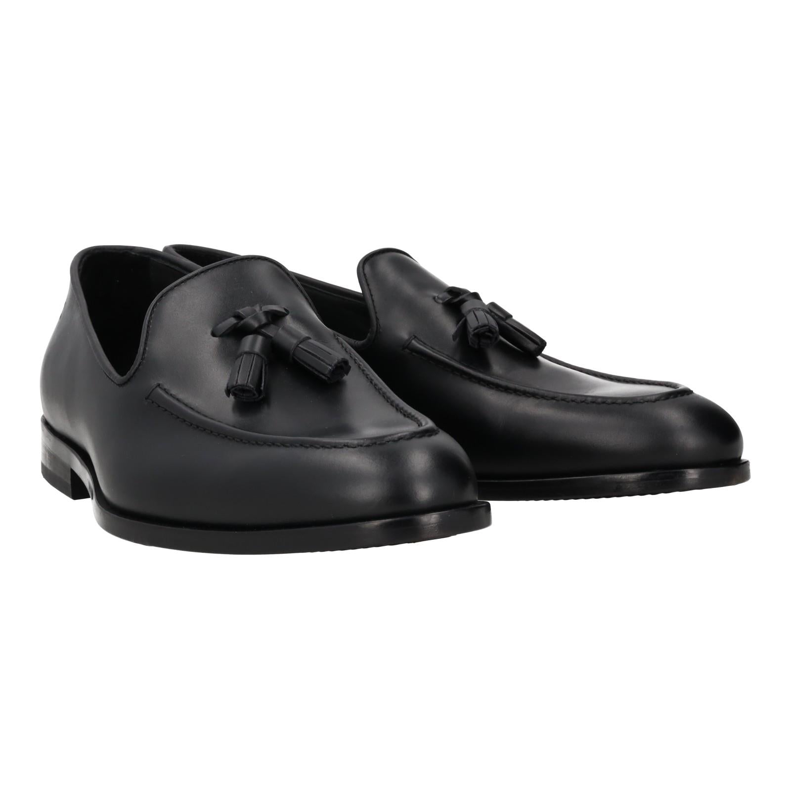 Harrys Of London Archer G Satin Calf Leather Loafer Shoe Black-MALFORD OF LONDON SAVILE ROW MENSWEAR OUTLET