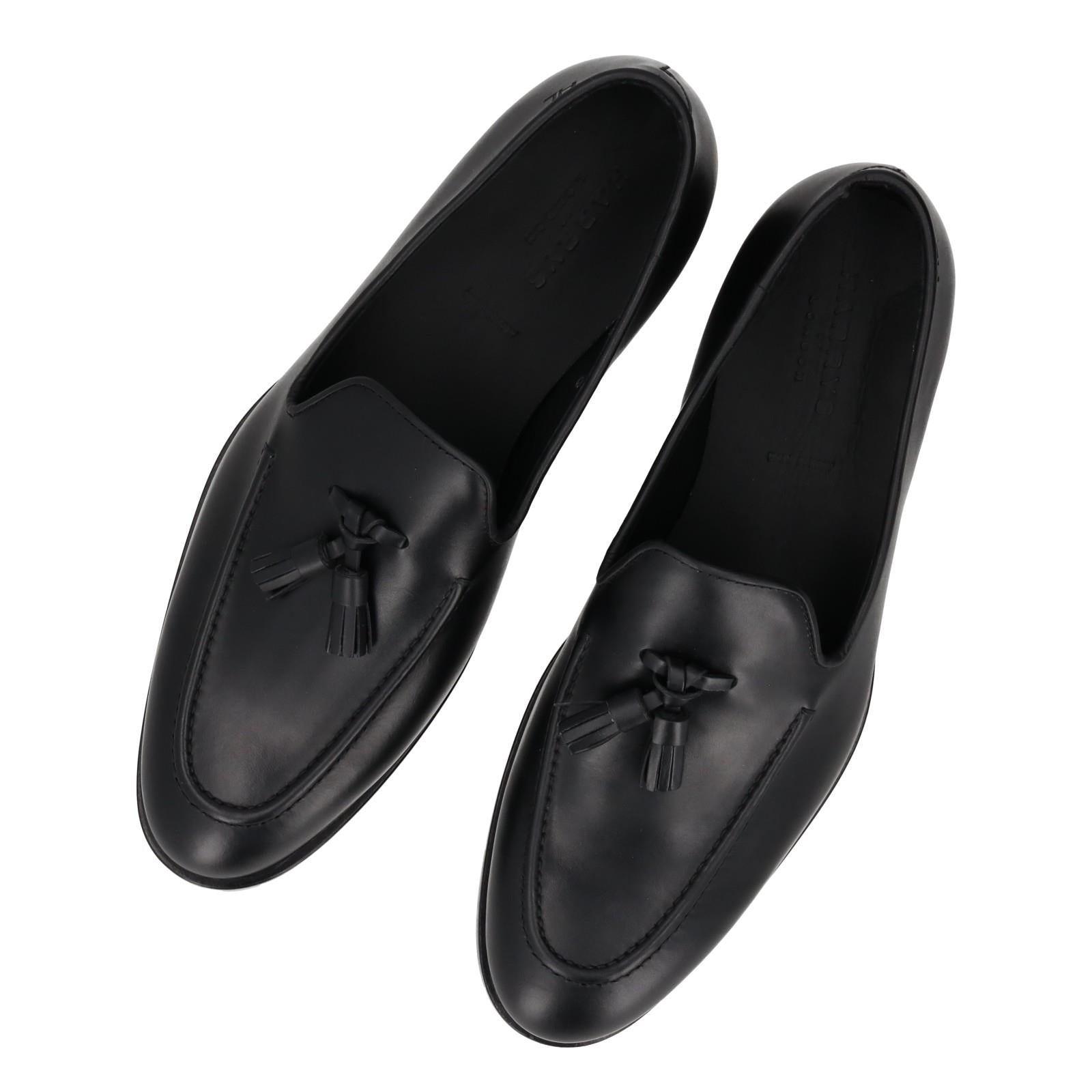 Harrys Of London Archer G Satin Calf Leather Loafer Shoe Black-MALFORD OF LONDON SAVILE ROW MENSWEAR OUTLET