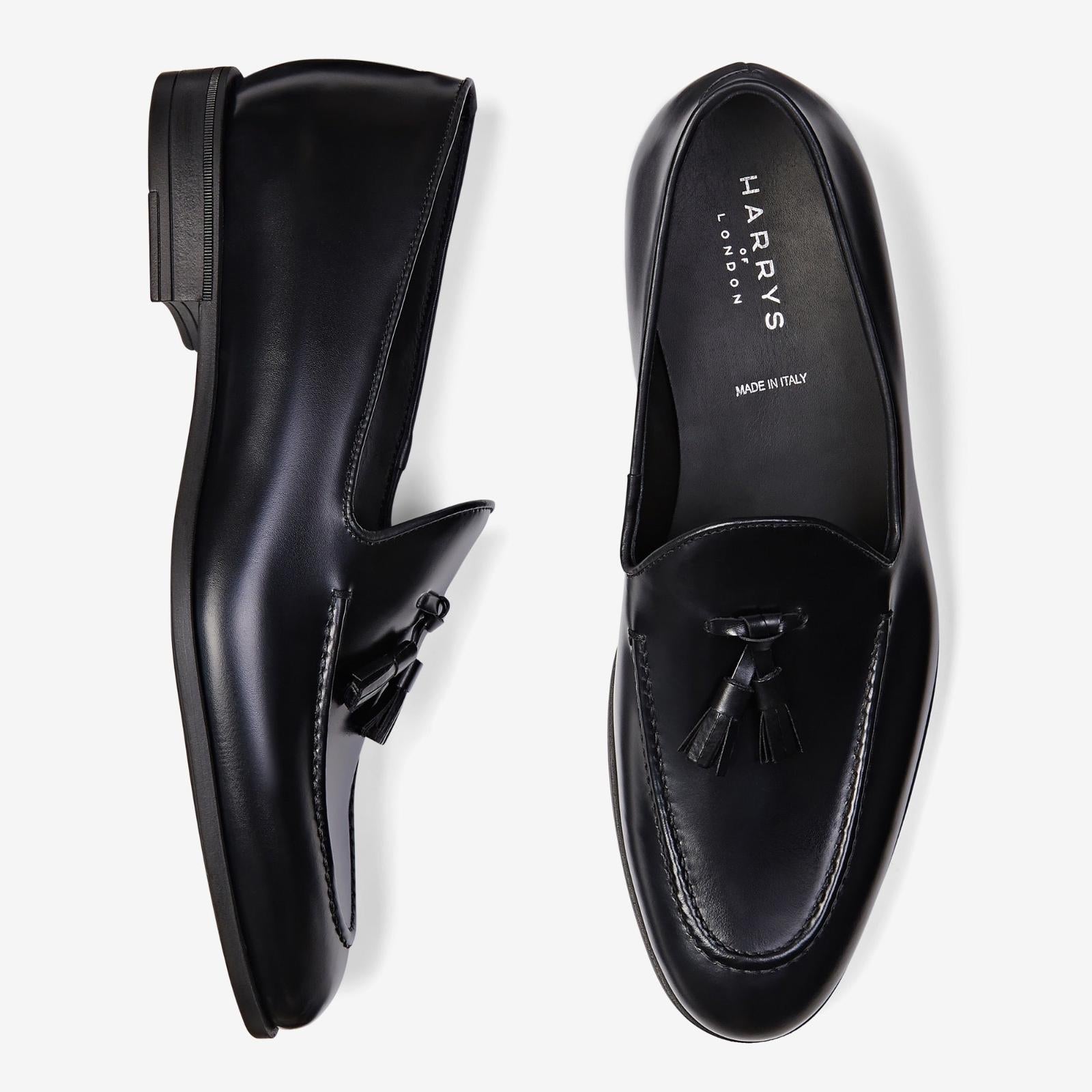 Harrys Of London Archie F Satin Calf Shoe Black-MALFORD OF LONDON SAVILE ROW MENSWEAR OUTLET