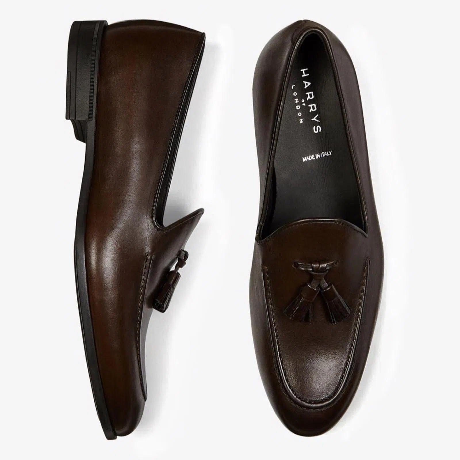 Harrys Of London Archie G Satin Calf Shoe Dark Brown-MALFORD OF LONDON SAVILE ROW MENSWEAR OUTLET