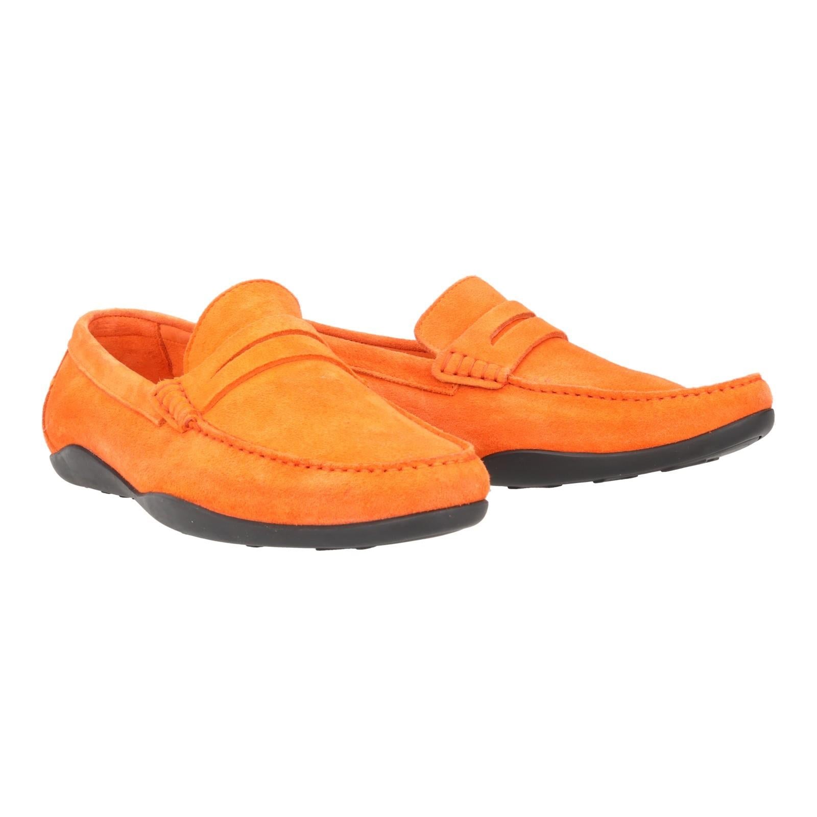 Harrys Of London Basel 3D F Kudu Suede Loafer Orange-MALFORD OF LONDON SAVILE ROW MENSWEAR OUTLET