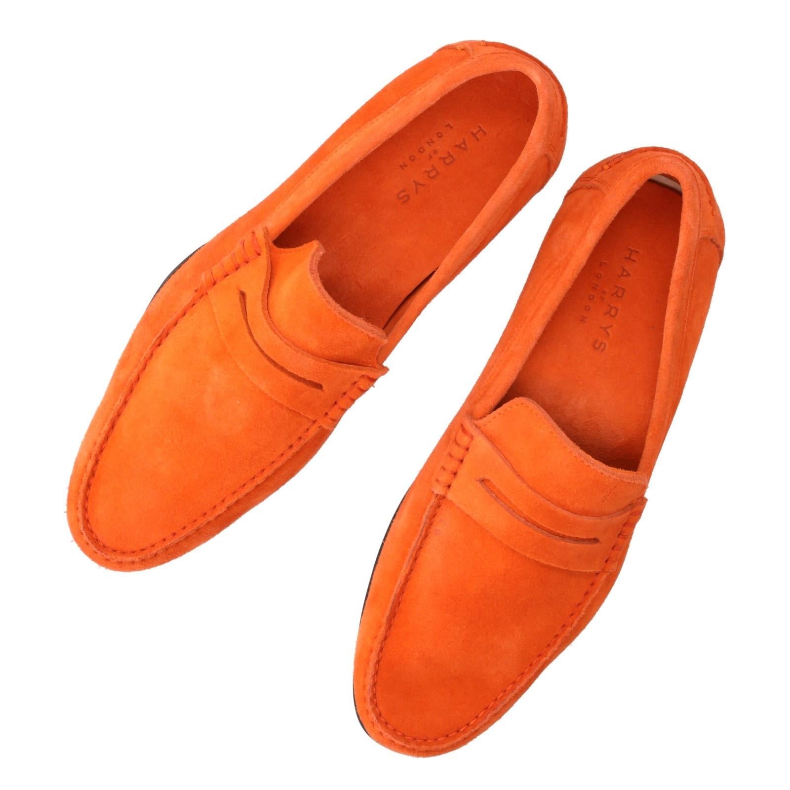 Harrys Of London Basel 3D F Kudu Suede Loafer Orange-MALFORD OF LONDON SAVILE ROW MENSWEAR OUTLET