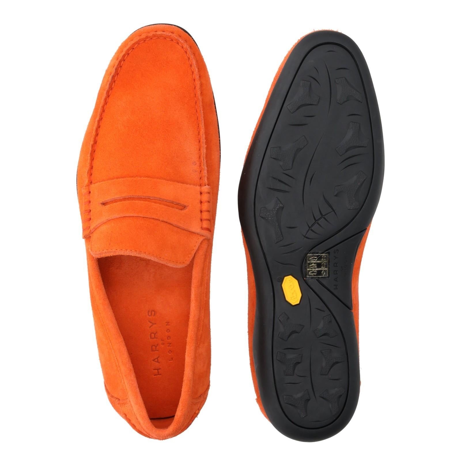 Harrys Of London Basel 3D F Kudu Suede Loafer Orange-MALFORD OF LONDON SAVILE ROW MENSWEAR OUTLET