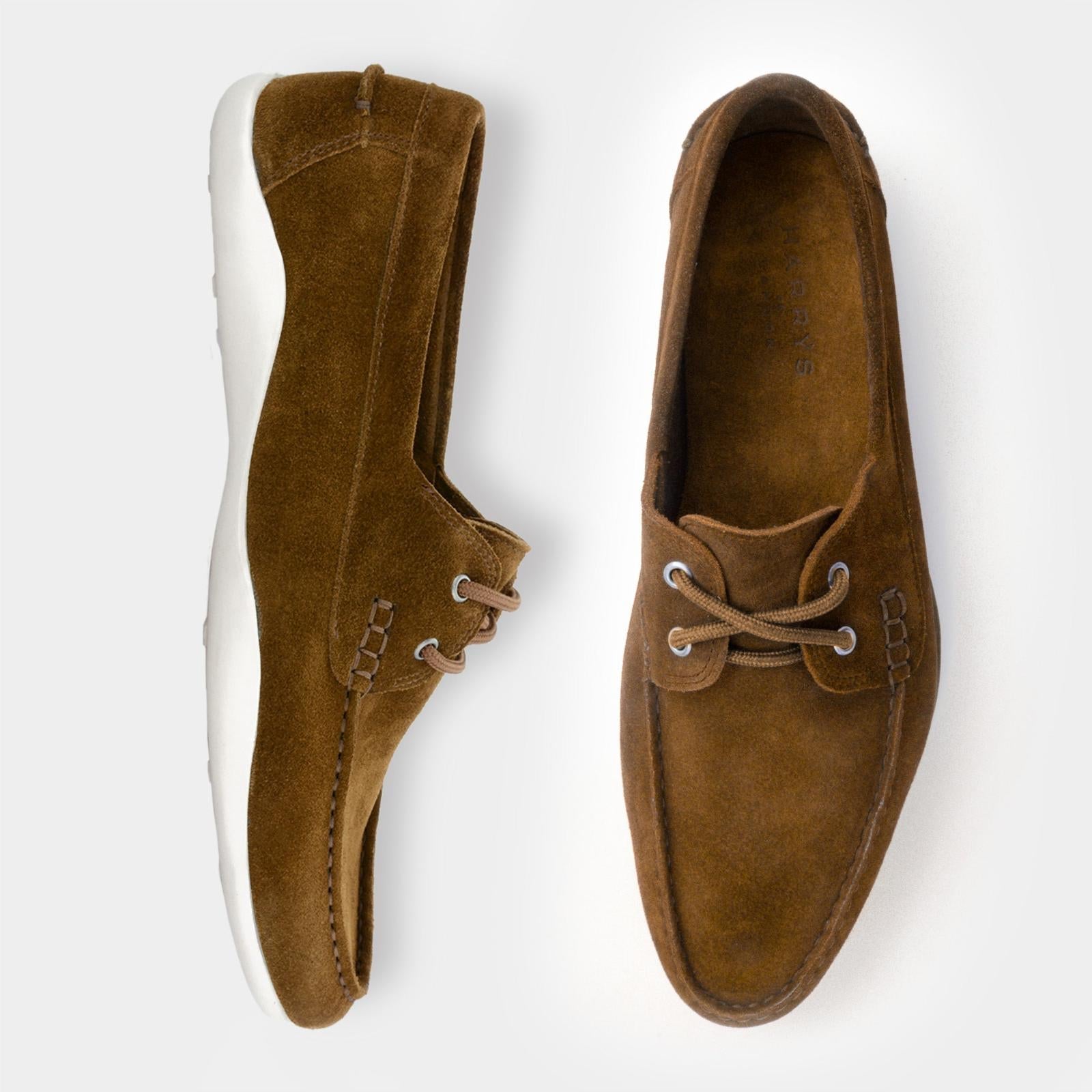 Harrys Of London Basel Deck Suede Shoe Chestnut