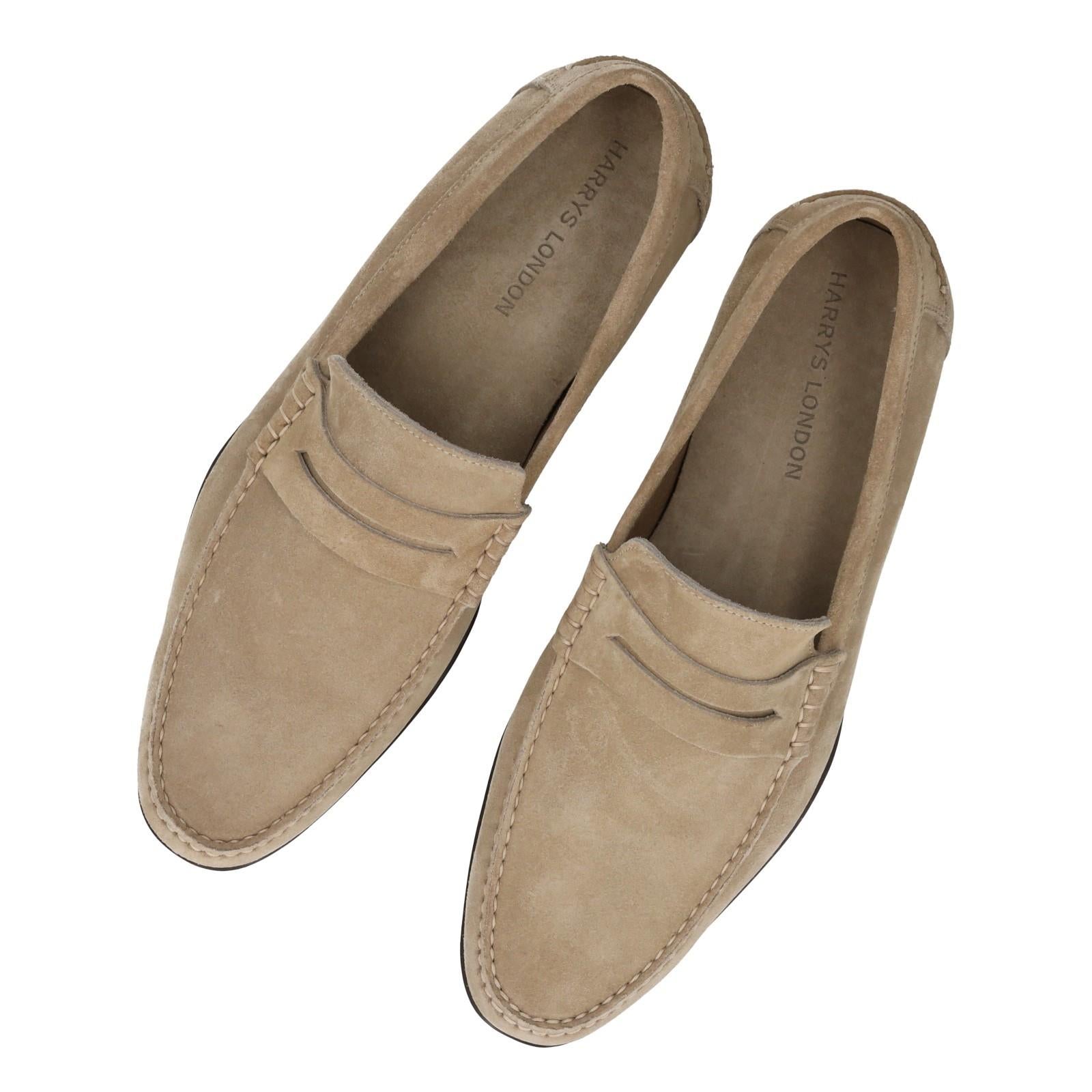 Harrys Of London Basel F Kudu Suede Loafer Taupe-MALFORD OF LONDON SAVILE ROW MENSWEAR OUTLET