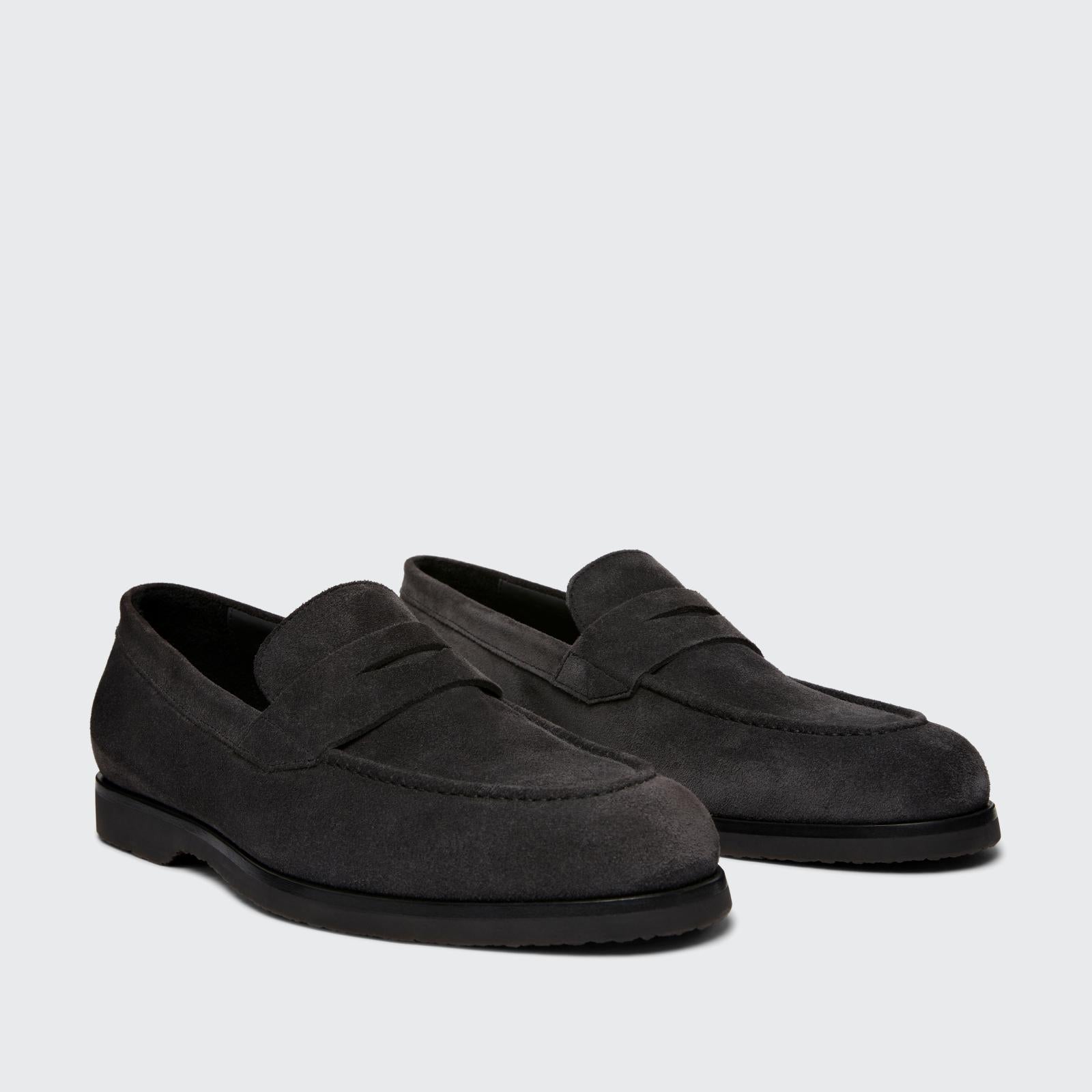 Harrys Of London Beck G Suede Shoe Charcoal-MALFORD OF LONDON SAVILE ROW MENSWEAR OUTLET