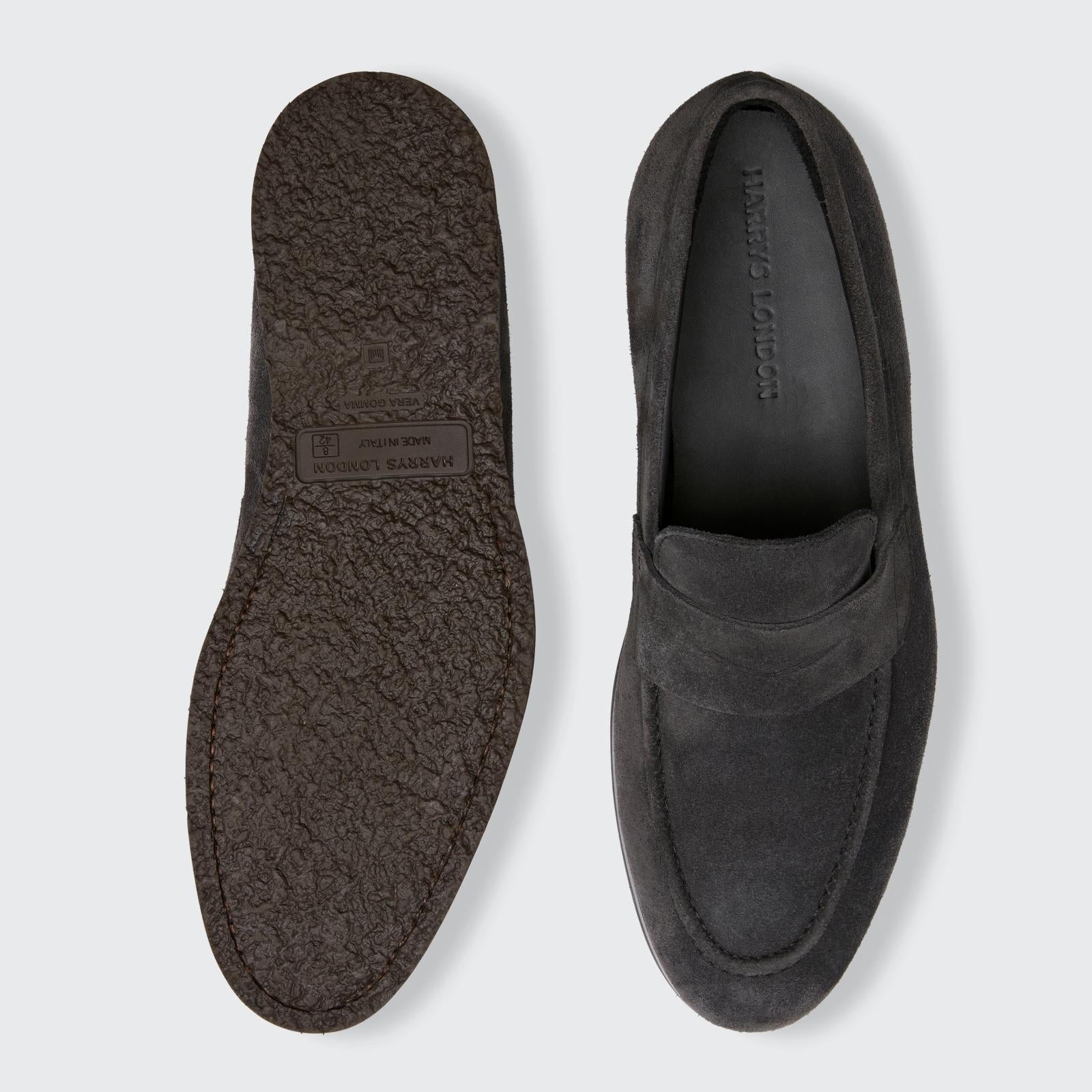 Harrys Of London Beck G Suede Shoe Charcoal-MALFORD OF LONDON SAVILE ROW MENSWEAR OUTLET