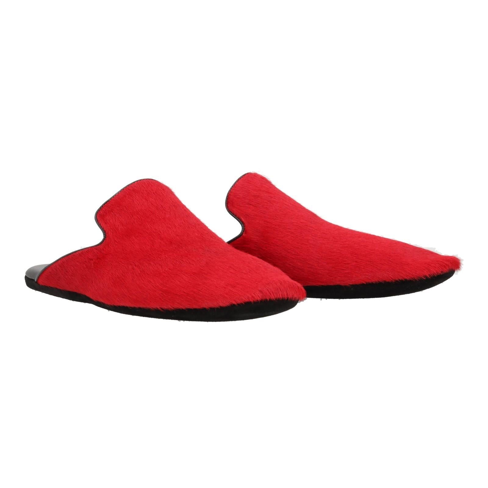 Harrys Of London Blenheim Calf Hair Slipper Shoe Red-MALFORD OF LONDON SAVILE ROW MENSWEAR OUTLET