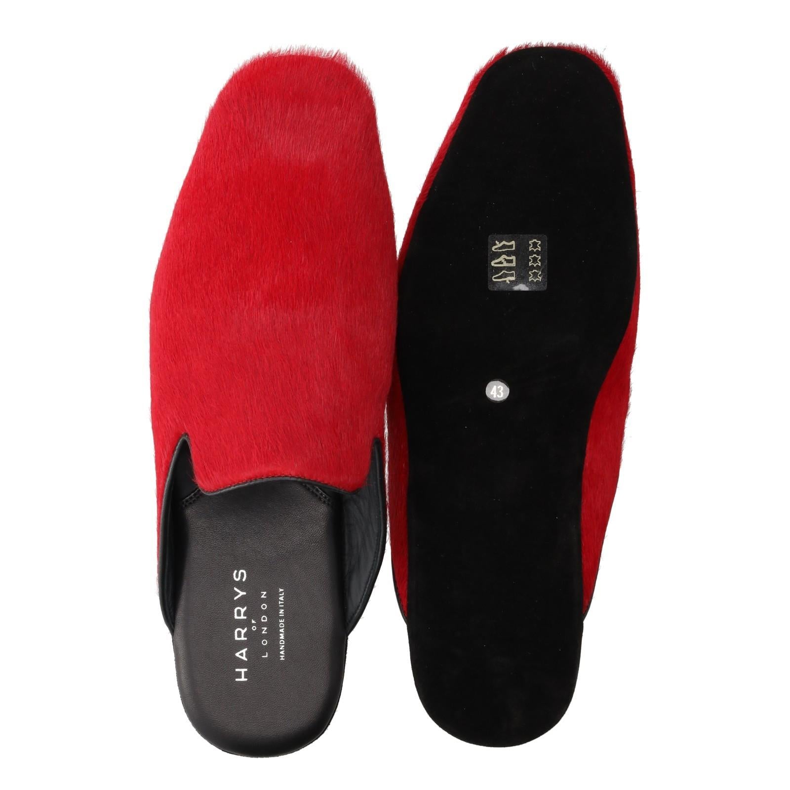 Harrys Of London Blenheim Calf Hair Slipper Shoe Red-MALFORD OF LONDON SAVILE ROW MENSWEAR OUTLET