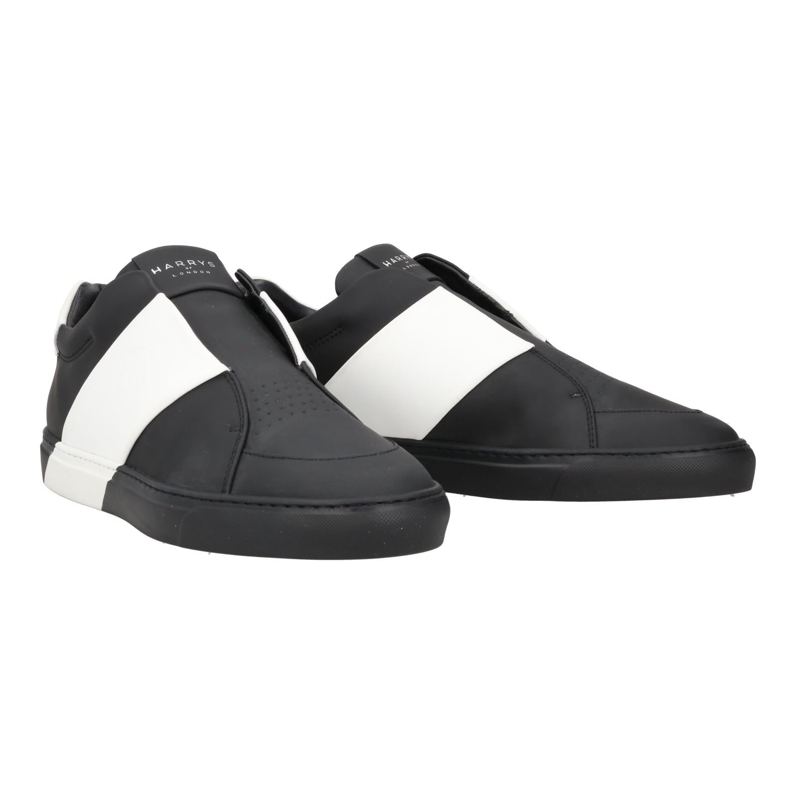 Harrys Of London Bolt 2 Tech Leather Trainer Black/White-MALFORD OF LONDON SAVILE ROW MENSWEAR OUTLET