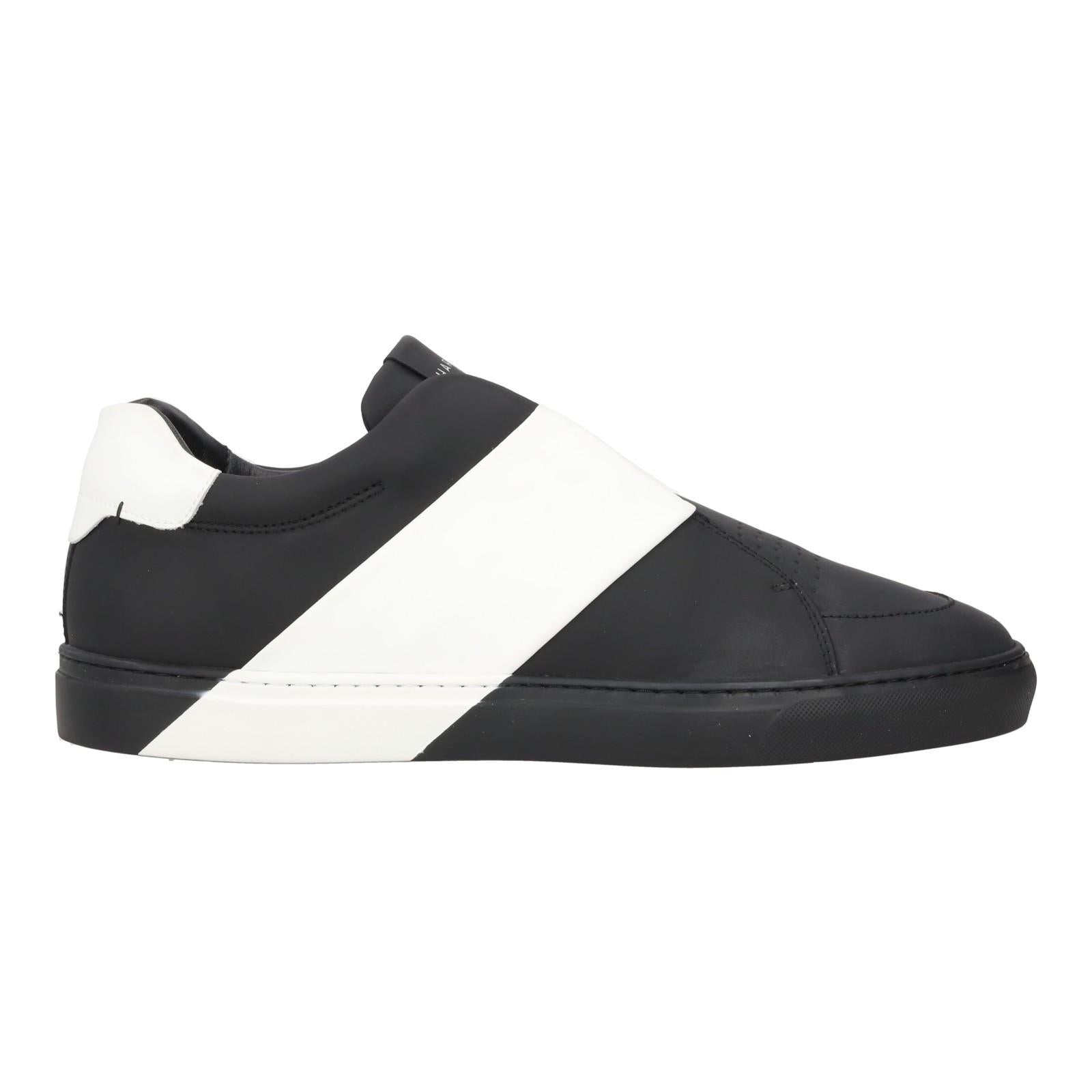 Harrys Of London Bolt 2 Tech Leather Trainer Black/White-MALFORD OF LONDON SAVILE ROW MENSWEAR OUTLET